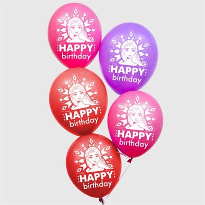 Воздушные шары "Happy birthday", Холодное сердце 12 дюйм (набор 5 шт) 5015695 - фото 100033