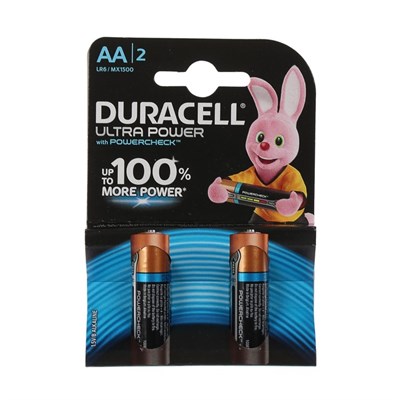 Батарейка алкалиновая Duracell Ultra Power, AA, LR6-2BL, 1.5В, 2 шт 4116213 - фото 11057