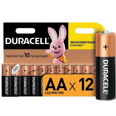 Алкалиновая батарейка Duracell, AA, LR6, блистер, 12 шт. 475472 - фото 11074