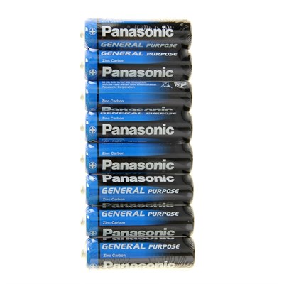 Батарейка солевая Panasonic General Purpose, AA, R6-8S, 1.5В, спайка, 8 шт. 1035278 - фото 11099