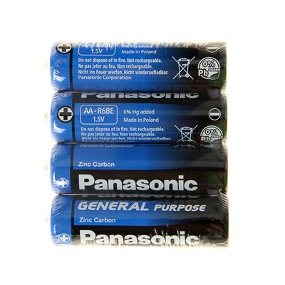 Батарейка солевая Panasonic General Purpose, AA, R6-4S, 1.5В, спайка, 4 шт. 1035277 - фото 11101