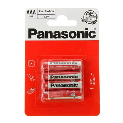 Батарейка солевая Panasonic Zinc Carbon, AAA, R03-4BL, 1.5В, блистер, 4 шт. 1035272 - фото 11107