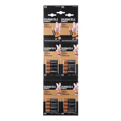 Батарейка алкалиновая Duracell Simply, AA, LR6-16BL, 1.5В, отрывной блистер, 4х4 шт. 4972748 - фото 11126