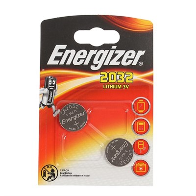 Батарейка литиевая Energizer, CR2032-2BL, 3В, блистер, 2 шт. 190609 - фото 11250