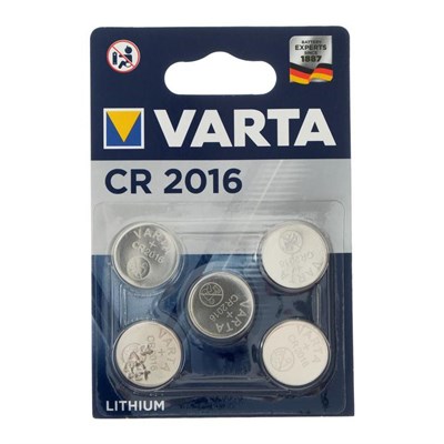 Батарейка литиевая Varta, CR2016-5BL, 3В, блистер, 5 шт. 5217311 - фото 11453