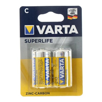 Батарейка солевая Varta SuperLife, C, R14-2BL, 1.5В, блистер, 2 шт. 5217283 - фото 11575