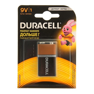 Батарейка алкалиновая Duracell Basic, 6LR61 (6LF22, MN1604)-1BL, 9В, крона, блистер, 1 шт. 849336 - фото 11579