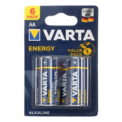 Батарейка алкалиновая Varta Energy, AA, LR6-6BL, 1.5В, блистер, 6 шт. 5217301 - фото 11618