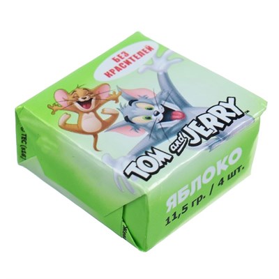 Жевательные конфеты TOM and JERRY со вкусом яблока, 11,5гр/4 шт. 4279932 - фото 30455