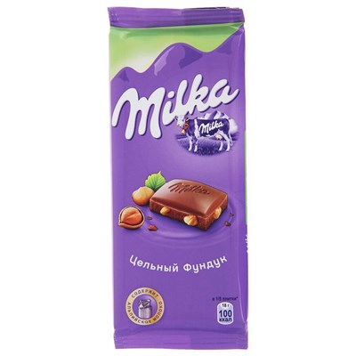 Шоколад молочный Milka с цельным фундуком, 90 г 8009729 - фото 31988