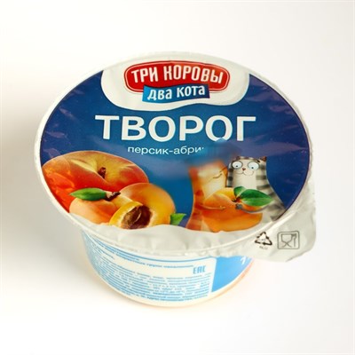 Творог Три коровы Два кота персик/абрикос 4,2% 125г 8074679 - фото 42274