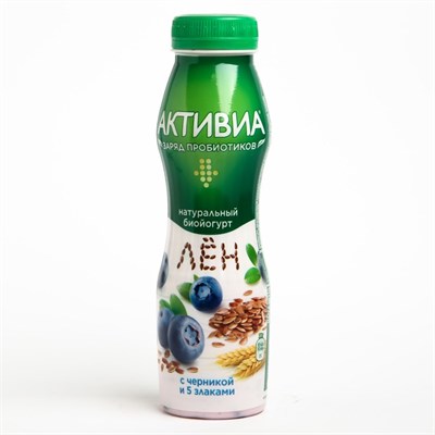 Биойогурт ACTIVIA питьевой черника/злаки 2,1% 260г бут 8123928 - фото 42545