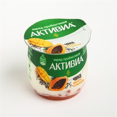 Биойогурт ACTIVIA манго/папайя/семена чиа 2,7% 170г ст 8121546 - фото 42555