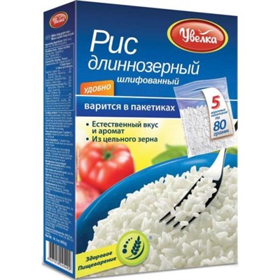 Рис УВЕЛКА длиннозерный шлифованный в пакете д/варки 400г (5*80г) 8008615 - фото 46720