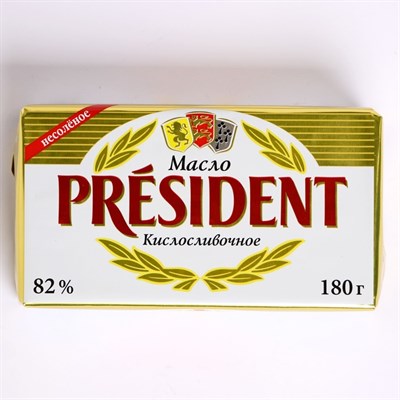 Масло кислосливочное President 82% 180г 8123108 - фото 50751