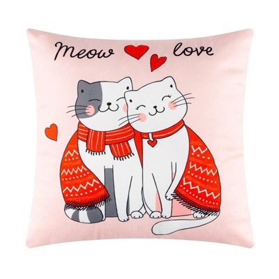 Подушка "Этель" Meow love, 40х40 см, велюр, 100% п/э 5309885 - фото 73248