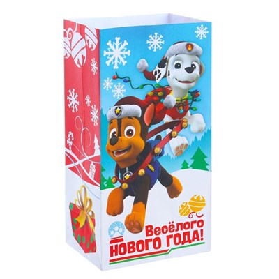 Пакет подарочный без ручек «Веселого Нового года!", PAW PATROL, 10 х 19,5 х 7 см 3217427 - фото 83321