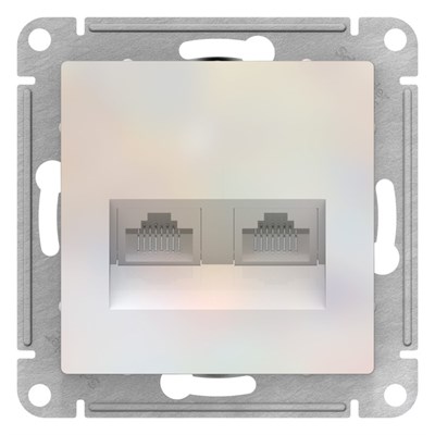 Розетка SE ATLASDESIGN, двойная, компьютерная, RJ45+RJ45, кат.5E, механизм, цвет жемчуг 4089331 - фото 9426